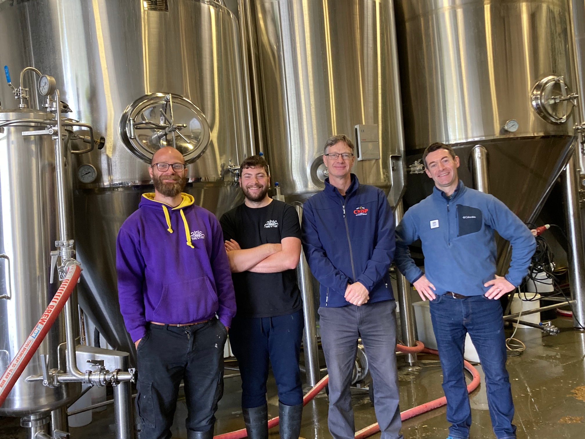 Crisp Malt team at Time and Tide Brewery for a brewing collaboration