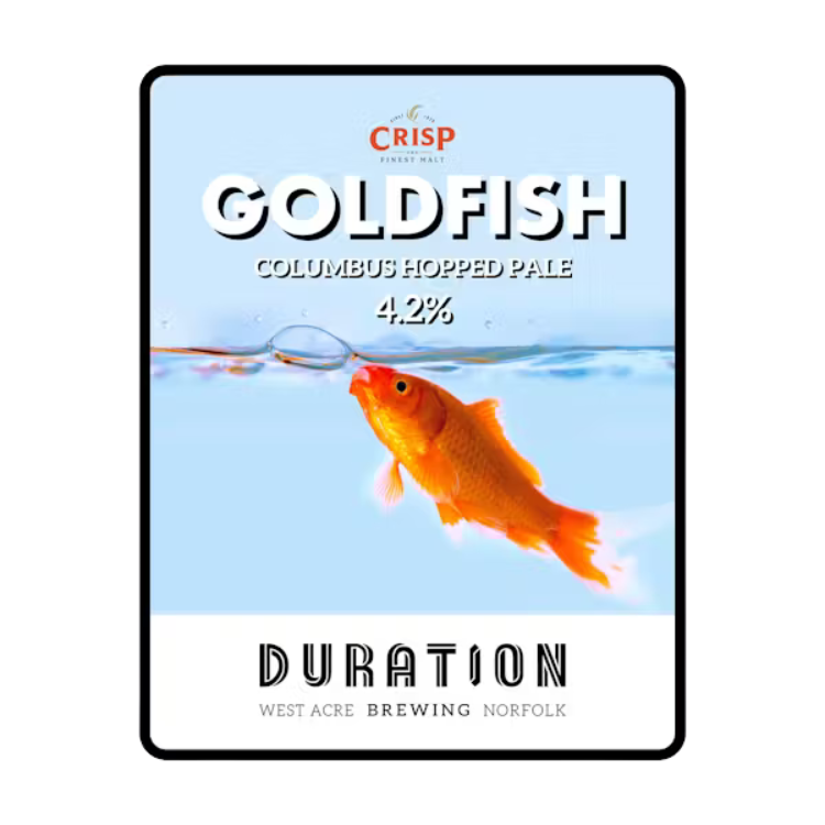 Duration Brewing x Crisp Malt Goldfish. Pale Ale beer label collaboration